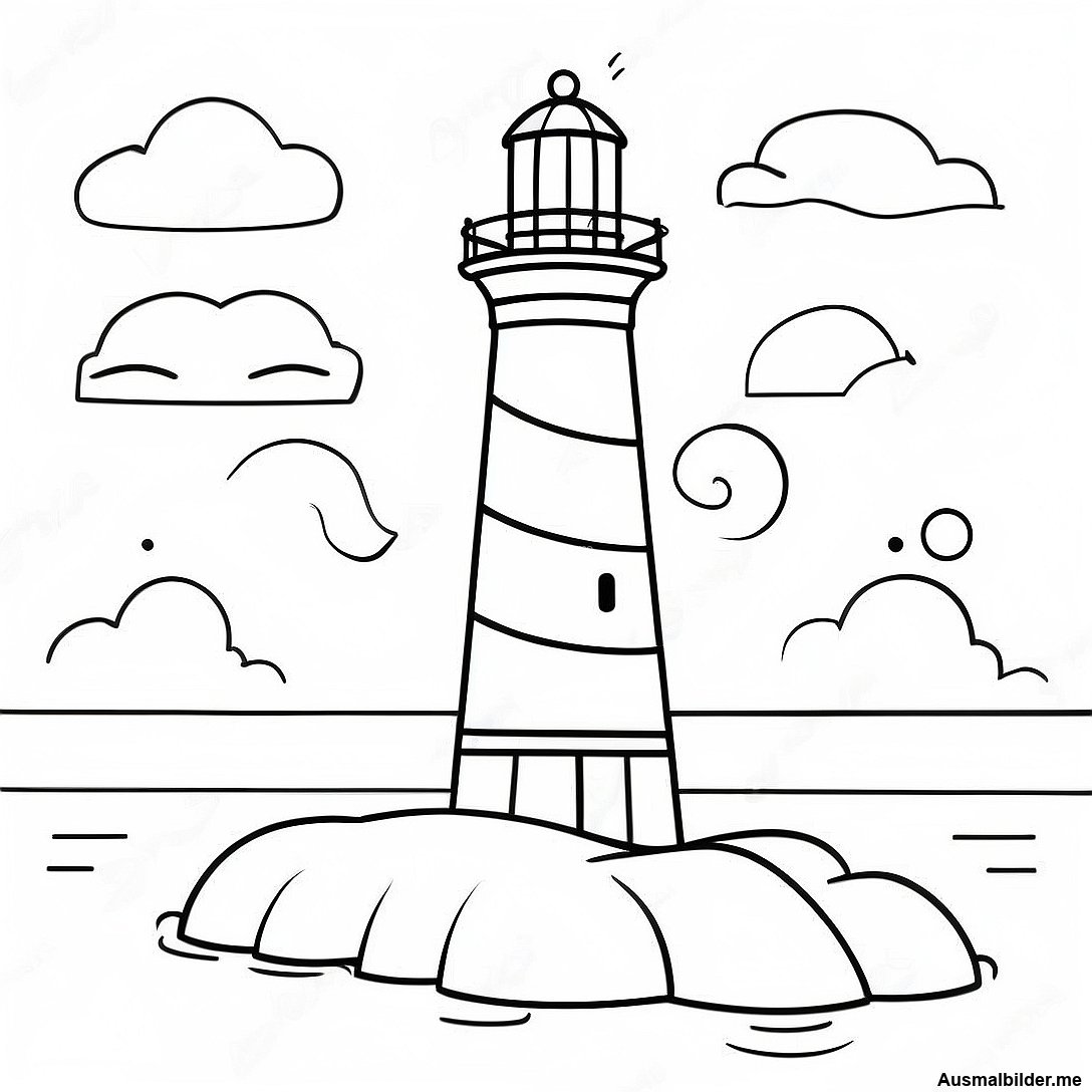 Freundlicher Leuchtturm Mit Einem Lachelnden Gesicht Ausmalbild 54004 11823