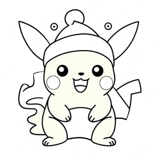 Festliches Pikachu Mit Weihnachtsmann Hut Ausmalbild 100140-38789