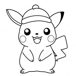 Festliches Pikachu Mit Weihnachtsmann Hut Ausmalbild 100140-38790