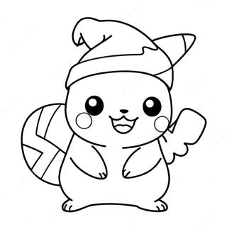 Festliches Pikachu Mit Weihnachtsmann Hut Ausmalbild 100140-38791