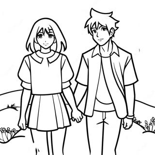 Susses Anime Paar Das Handchen Halt Ausmalbild 101009 39474