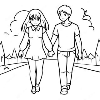 Susses Anime Paar Das Handchen Halt Ausmalbild 101009 39475