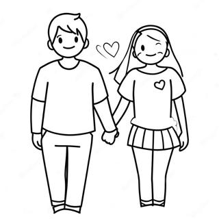 Susses Anime Paar Das Handchen Halt Ausmalbild 101009 39476