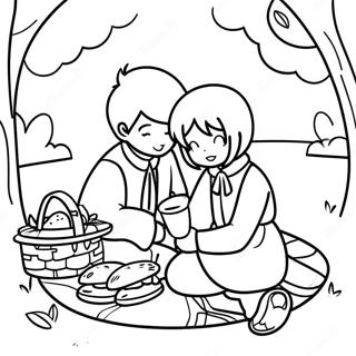 Charmantes Anime Paar Beim Picknick Ausmalbild 101010-39480