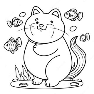 Fette Katze Mit Fisch Ausmalbild 101217-39638