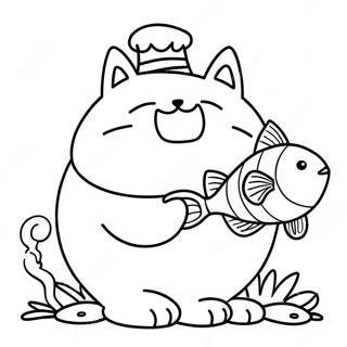 Fette Katze Mit Fisch Ausmalbild 101217-39640