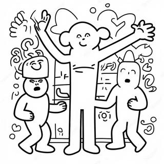 Bunte Keith Haring Charaktere Ausmalbild 101548-39997