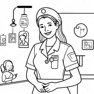 Freundliche Krankenschwester Im Krankenhaus Ausmalbild 101807-40202