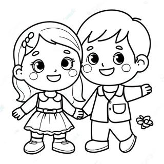 Gluckliche Junge Und Madchen Ausmalbild 105229-42880