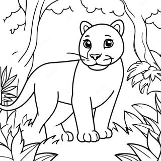 Majestatischer Schwarzer Panther Im Dschungel Ausmalbild 106155-43589