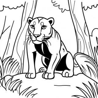 Majestatischer Schwarzer Panther Im Dschungel Ausmalbild 106155-43590