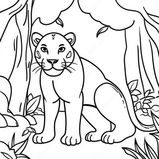 Majestatischer Schwarzer Panther Im Dschungel Ausmalbild 106155-43591