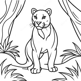 Majestatischer Schwarzer Panther Im Dschungel Ausmalbild 106155-43592