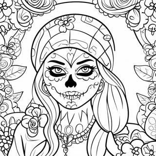 Lebendige Gangsta Zuckerschadel Madchen Ausmalbild 106313 43721