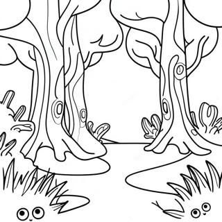 Verspielt Asthetische Trippy Waldszene Ausmalbild 106544 43901