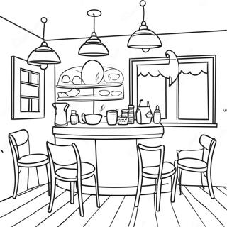 Gemutliches Cafe Interieur Ausmalbild 106873-44152