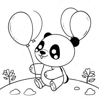 Niedlicher Mimi Panda Mit Ballons Ausmalbild 107538-44674