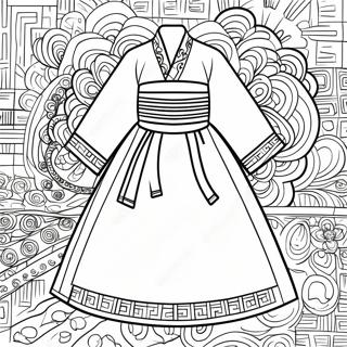 Traditionelles Koreanisches Hanbok Ausmalbild 107973-45014