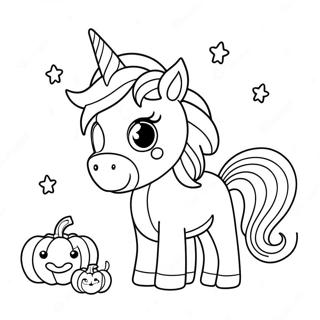 Susses Halloween Einhorn Mit Kurbissen Ausmalbild 108154 45158