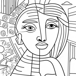 Kubistisches Picasso Kunstwerk Ausmalbild 108386-45334