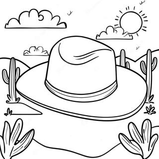 Vintage Cowboyhut In Wustenlandschaft Ausmalbild 109057-45922