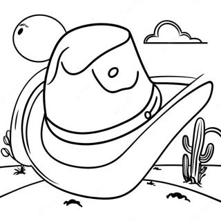 Vintage Cowboyhut In Wustenlandschaft Ausmalbild 109057-45923