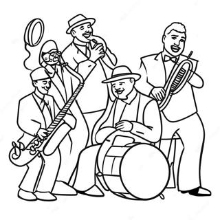 Lebendige Louisiana Jazzband Ausmalbild 109676-46409