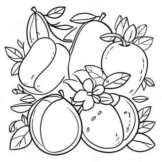 Ausmalbild Von Bunten Fruchten Im Garten 109879-46567