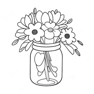 Niedliches Mason Jar Mit Blumen Ausmalbild 110343-46917