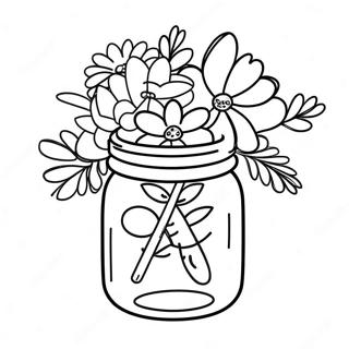 Niedliches Mason Jar Mit Blumen Ausmalbild 110343-46918