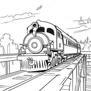 Vintage Zug Auf Einer Brucke Ausmalbild 11065-310