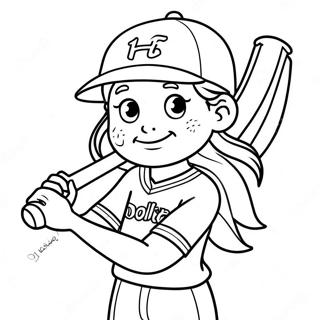 Lieblicher Softballspieler Ausmalbild 111062-47502