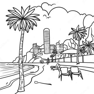 Barcelona Strand Szene Ausmalbild 111783-48067