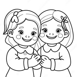 Gluckliche Schwestern Die Handchen Halten Ausmalbild 112345 48505