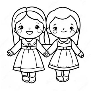 Gluckliche Schwestern Die Handchen Halten Ausmalbild 112345 48506