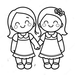 Gluckliche Schwestern Die Handchen Halten Ausmalbild 112345 48507