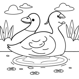 Gans Schwimmt In Einem Teich Ausmalbild 113014-49150