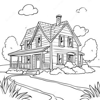 Vintage Bauernhaus Szene Ausmalbild 113067 49193