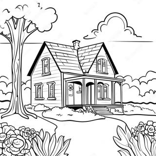 Vintage Bauernhaus Szene Ausmalbild 113067 49194