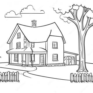 Vintage Bauernhaus Szene Ausmalbild 113067 49195