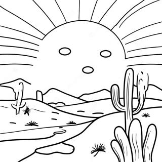 Bunter Wusten Sonnenuntergang Ausmalbild 113143-49255