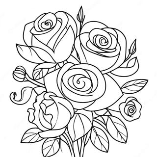 Eleganter Rosenstrauss Ausmalbild 115331-50946