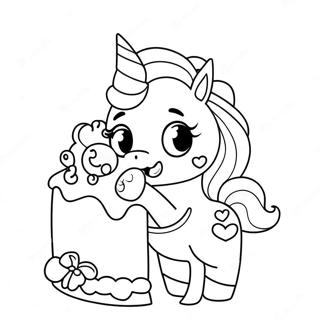 Niedliches Geburtstags Einhorn Mit Kuchen Ausmalbild 116313-51715