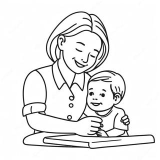 Fursorgliche Mama Hilft Kind Ausmalbild 116517-51868