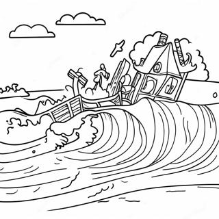 Tsunami Zerstorungsszene Ausmalbild 117007 52416