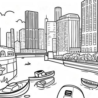 Chicago River Mit Booten Ausmalbild 117161 52525