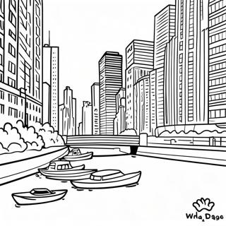 Chicago River Mit Booten Ausmalbild 117161 52528