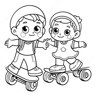 Niedliche Kinder Beim Rollschuhlaufen Ausmalbild 117754 52977