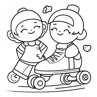 Niedliche Kinder Beim Rollschuhlaufen Ausmalbild 117754 52980