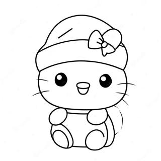 Susse Hallo Kitty Mit Weihnachtsmutze Ausmalbild 118217-53335